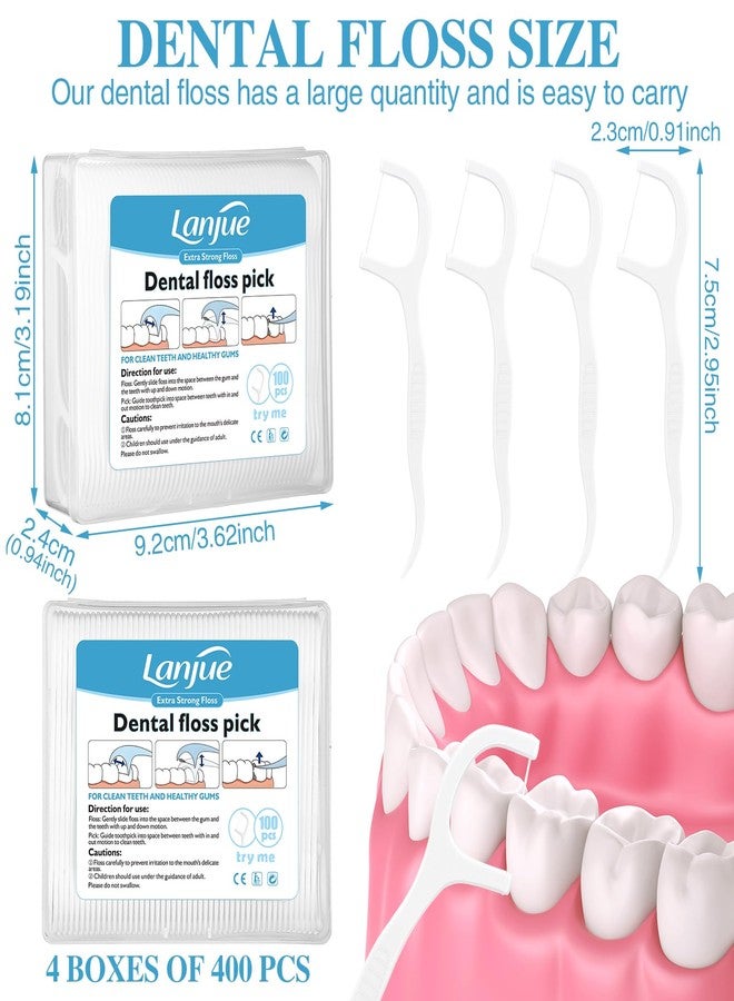 lanjue 400 Count Dental Floss Picks, Travel Dental Flossers with 4 Portable Case Toothpicks Sticks Dental Tooth Picks Flosser Dental Floss Cleaner Dental Floss Sticks for Family Teeth Cleaning - Image 2